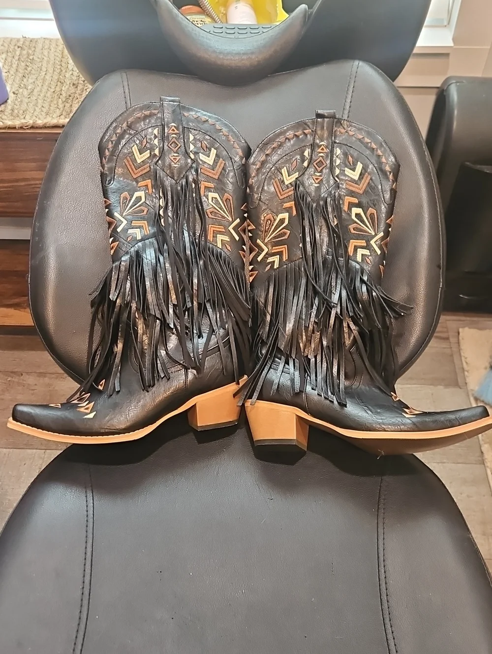 Black Fringe Western Cowboy Boots - Stylish Women's  Boots